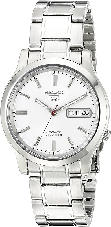 SEIKO 5 AUTOMATIC WHITE DIAL STAINLESS-STEEL WATCH SNK789