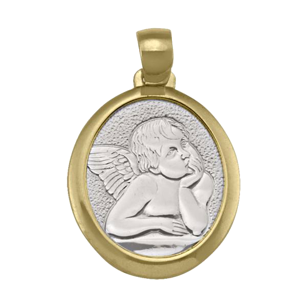 ANGEL MEDAL TWO TONE GOLD SOLID