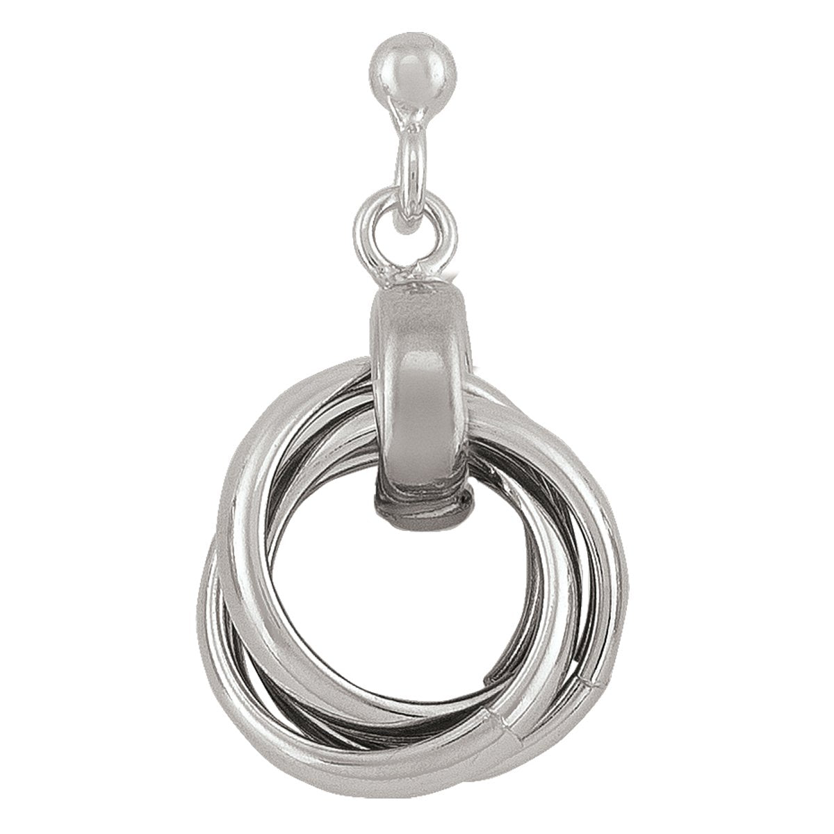 EARRINGS STERLING SILVER RHODIUM PLATED LOVE KNOT DROP 