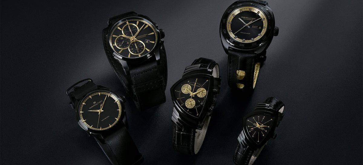 New Hypnotic Black and Gold Colorway Gives Five Classic Hamilton Watches A New Breath-taking Aesthetic