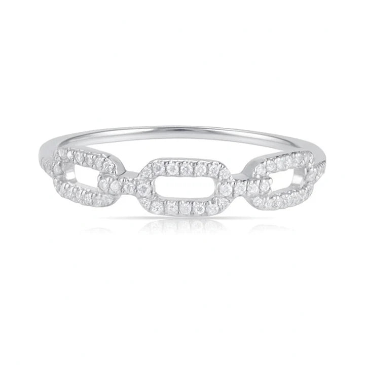 Miss Mimi Long Cuban Diamond Ring in White
