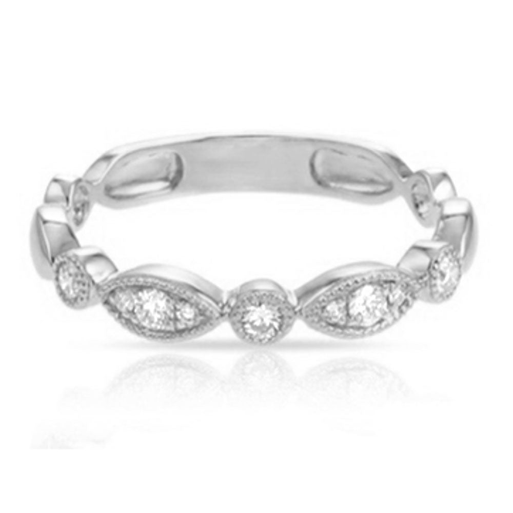 Miss Mimi Milgrain Diamond Stackable Ring in White