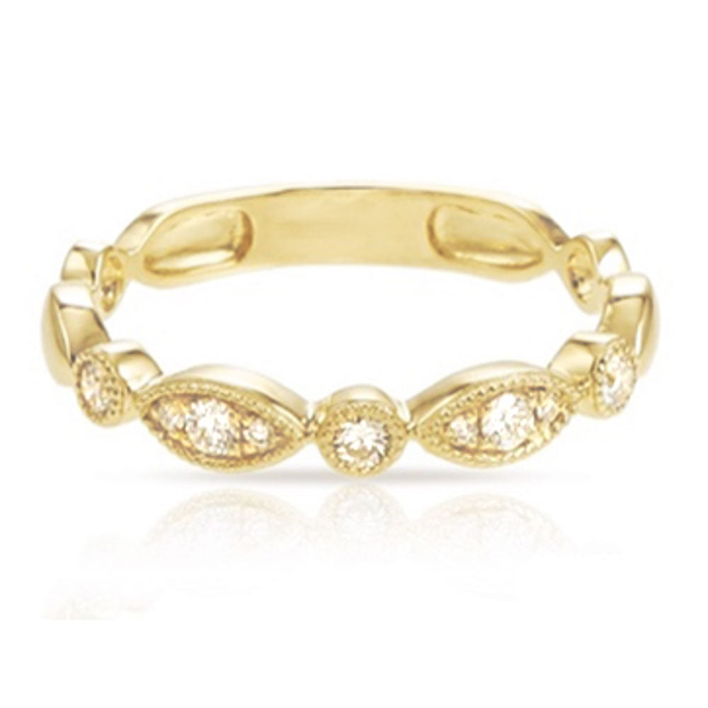 Miss Mimi Milgrain Diamond Stackable Ring in Yellow