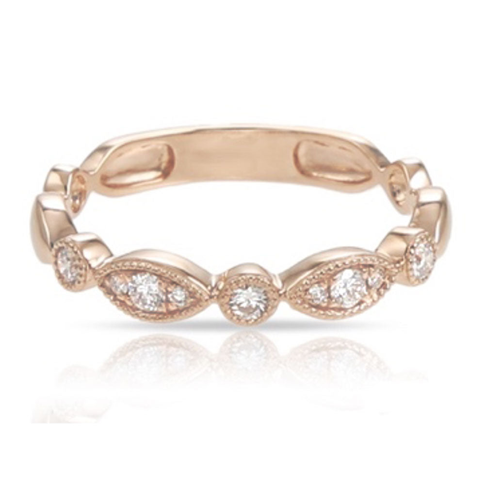 Miss Mimi Milgrain Diamond Stackable Ring in Rose