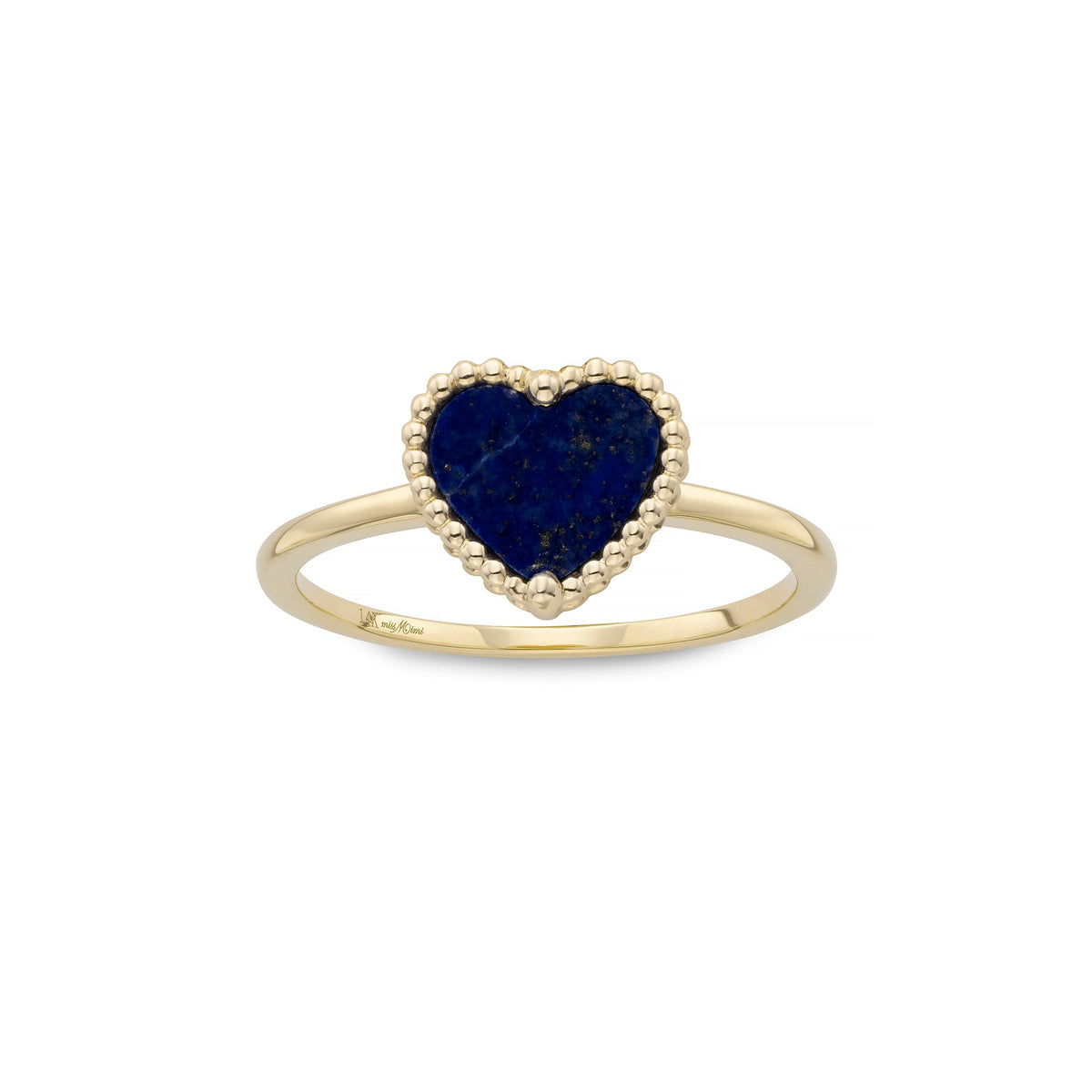 Miss Mimi Beaded Heart Lapis Ring in Yellow