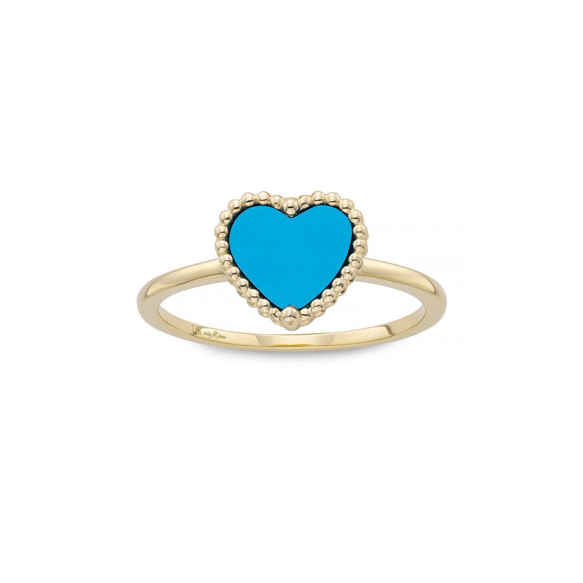 Miss Mimi Beaded Heart Turquoise Ring in Yellow