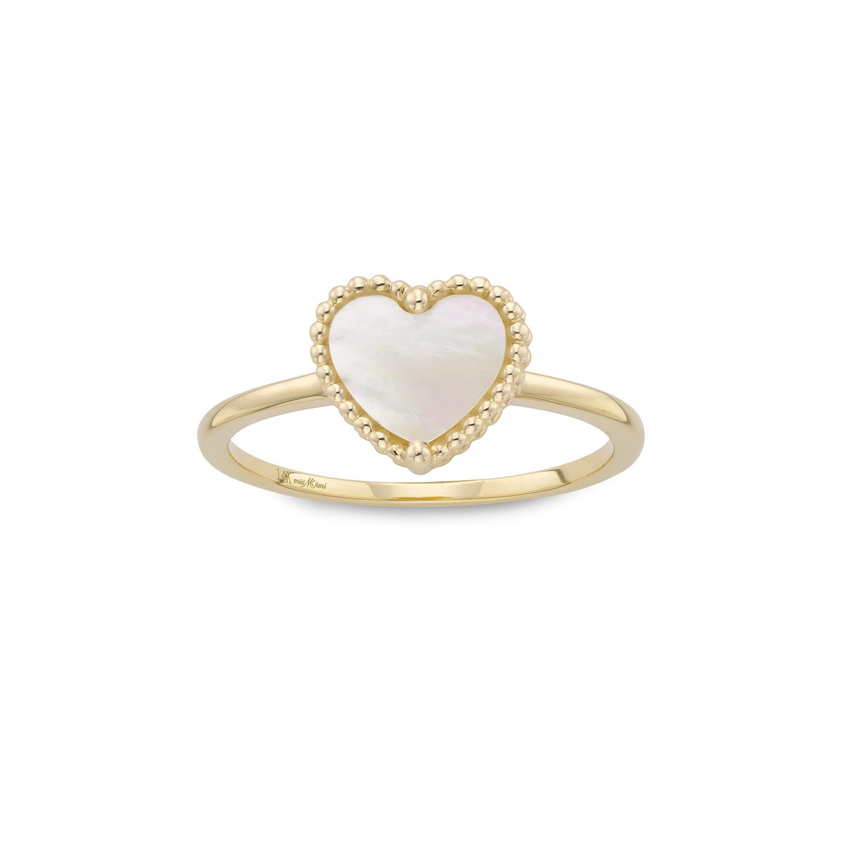 Miss Mimi Beaded Heart Mother of Pearl Ring in Yellow