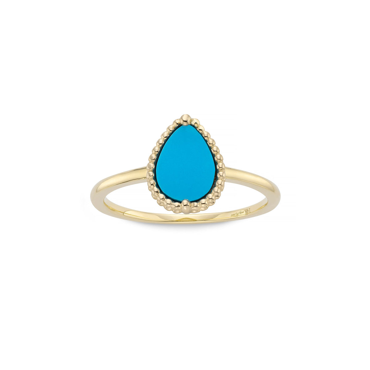 Miss Mimi Beaded Pear Turquoise Ring in Yellow