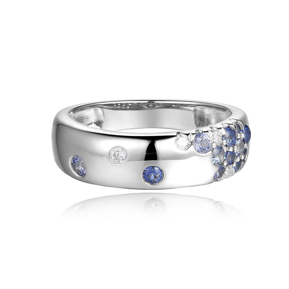 Miss Mimi Blue Sapphire Celestial Ring in White