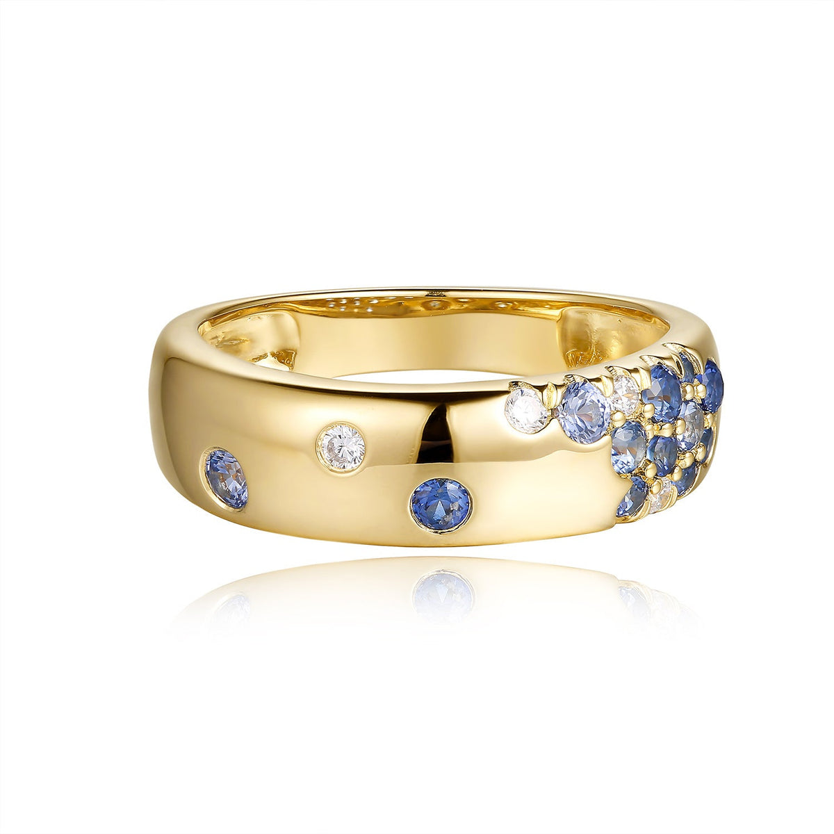 Miss Mimi Blue Sapphire Celestial Ring in Yellow