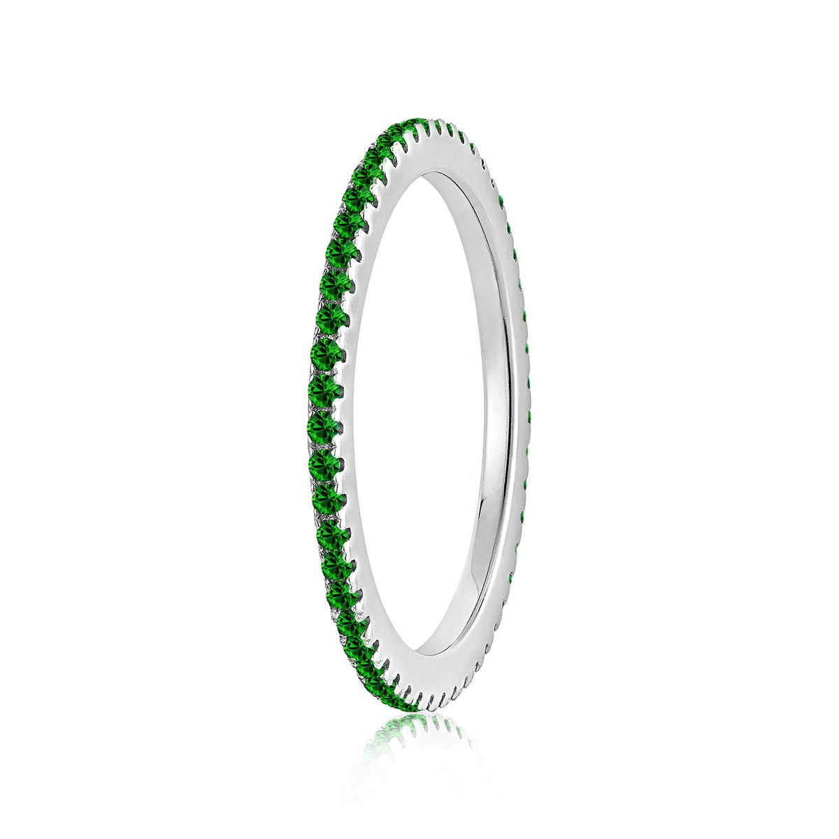 Green Eternity Stackable Ring in White