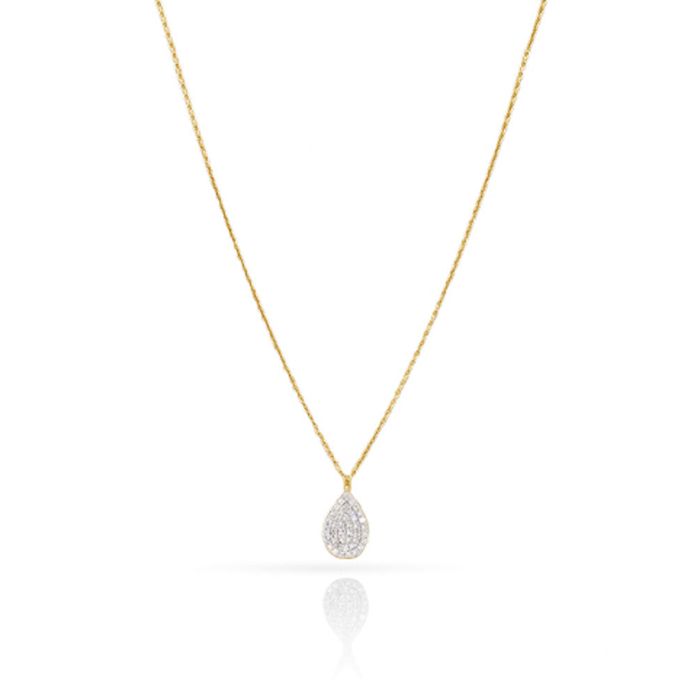 Miss Mimi Small Diamond Pave Pear Necklace in Yellow