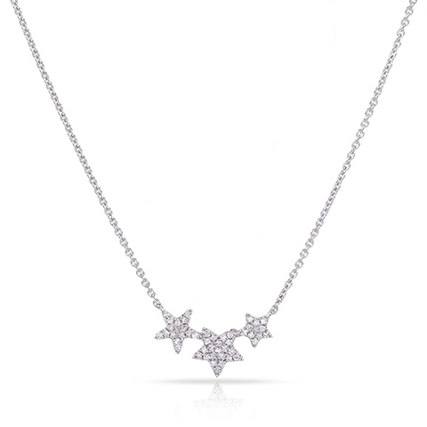 Miss Mimi Star Trio Diamond Necklace in White