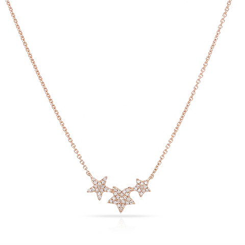 Miss Mimi Star Trio Diamond Necklace in Rose