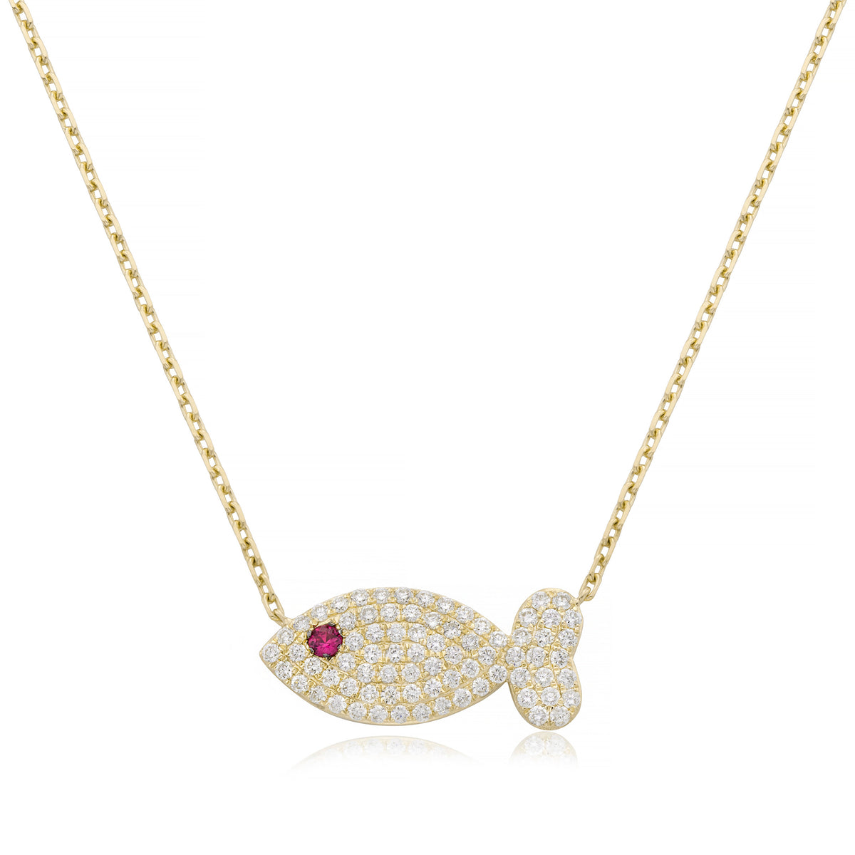 Miss Mimi Large Diamond Fish Necklace in Yellow