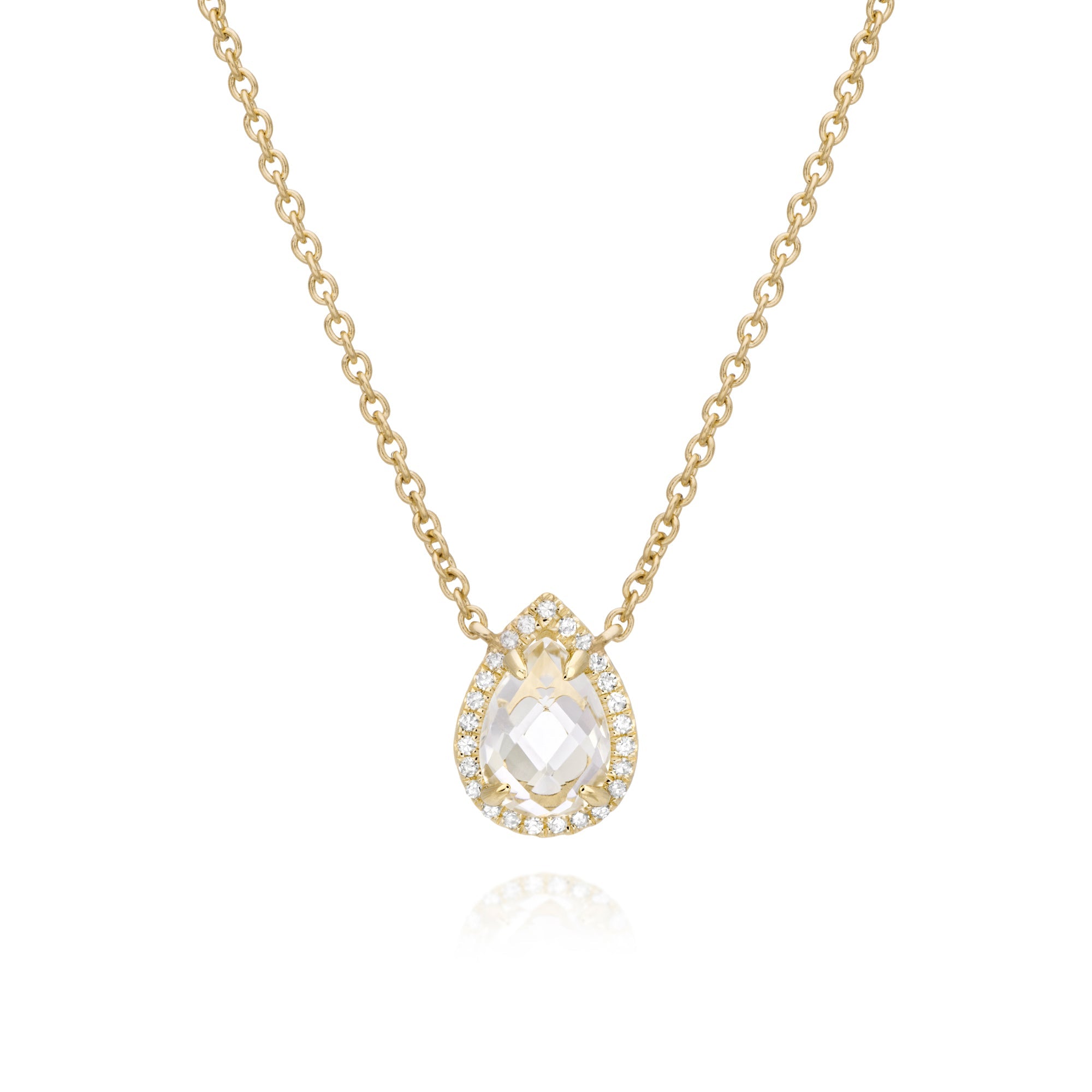 mimi☺︎ Miss Mimi White Topaz Pear Necklace in Yellow – Gem Bijou