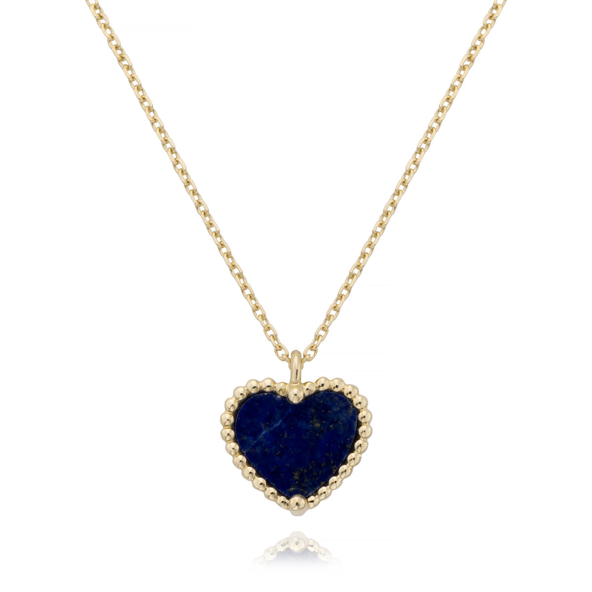 Miss Mimi Beaded Heart Lapis Necklace in Yellow