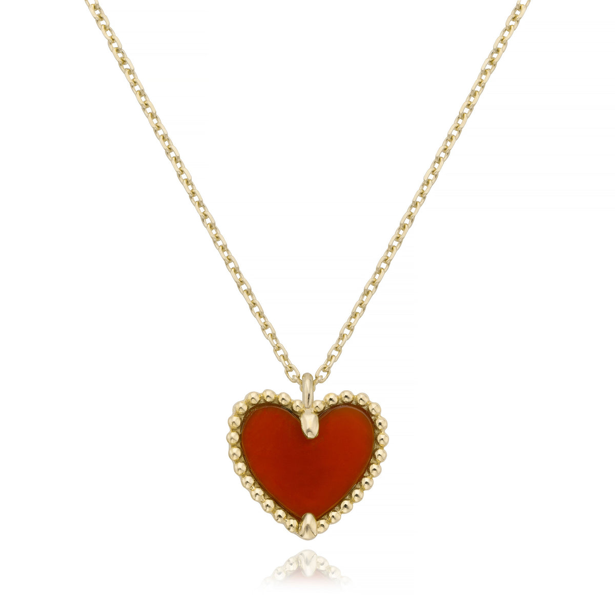 Miss Mimi Beaded Heart Red Chalcedony Necklace in Yellow