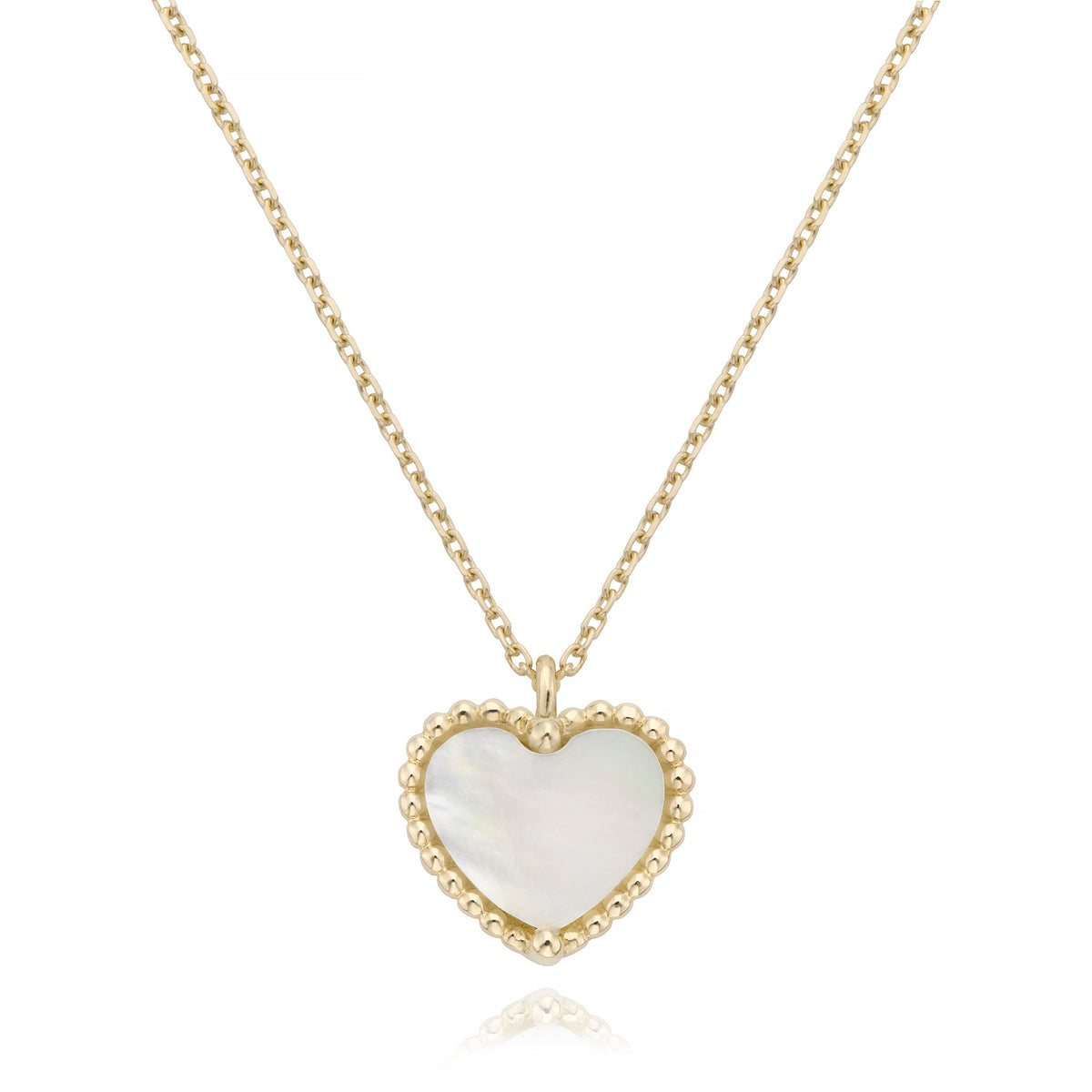 Miss Mimi Beaded Heart Mother of Pearl Necklace in Yellow