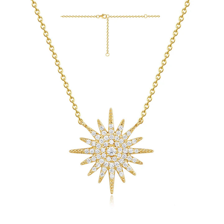 Large Diamond Starburst Pendant in Yellow
