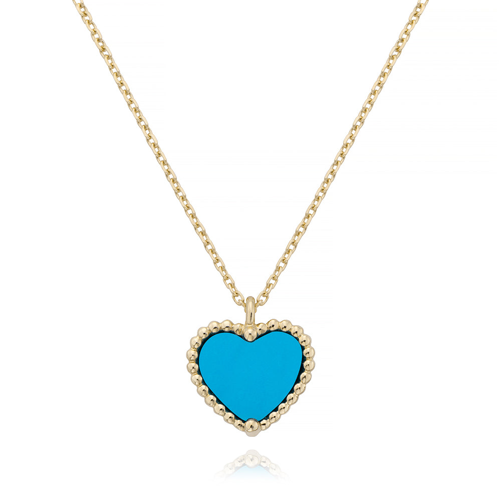 Miss Mimi Beaded Heart Turquoise Necklace in Yellow