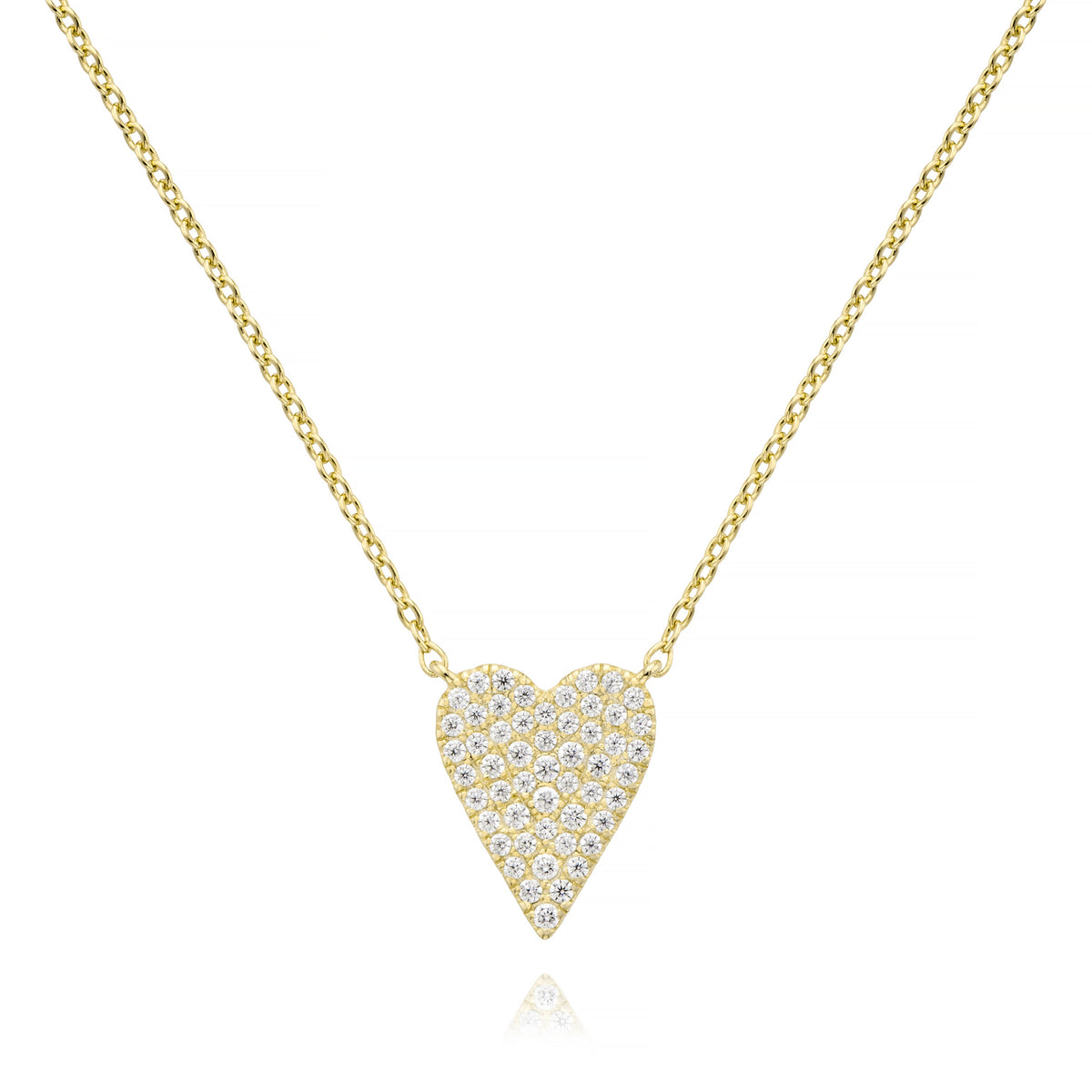Sharp Heart Pave Necklace in Yellow