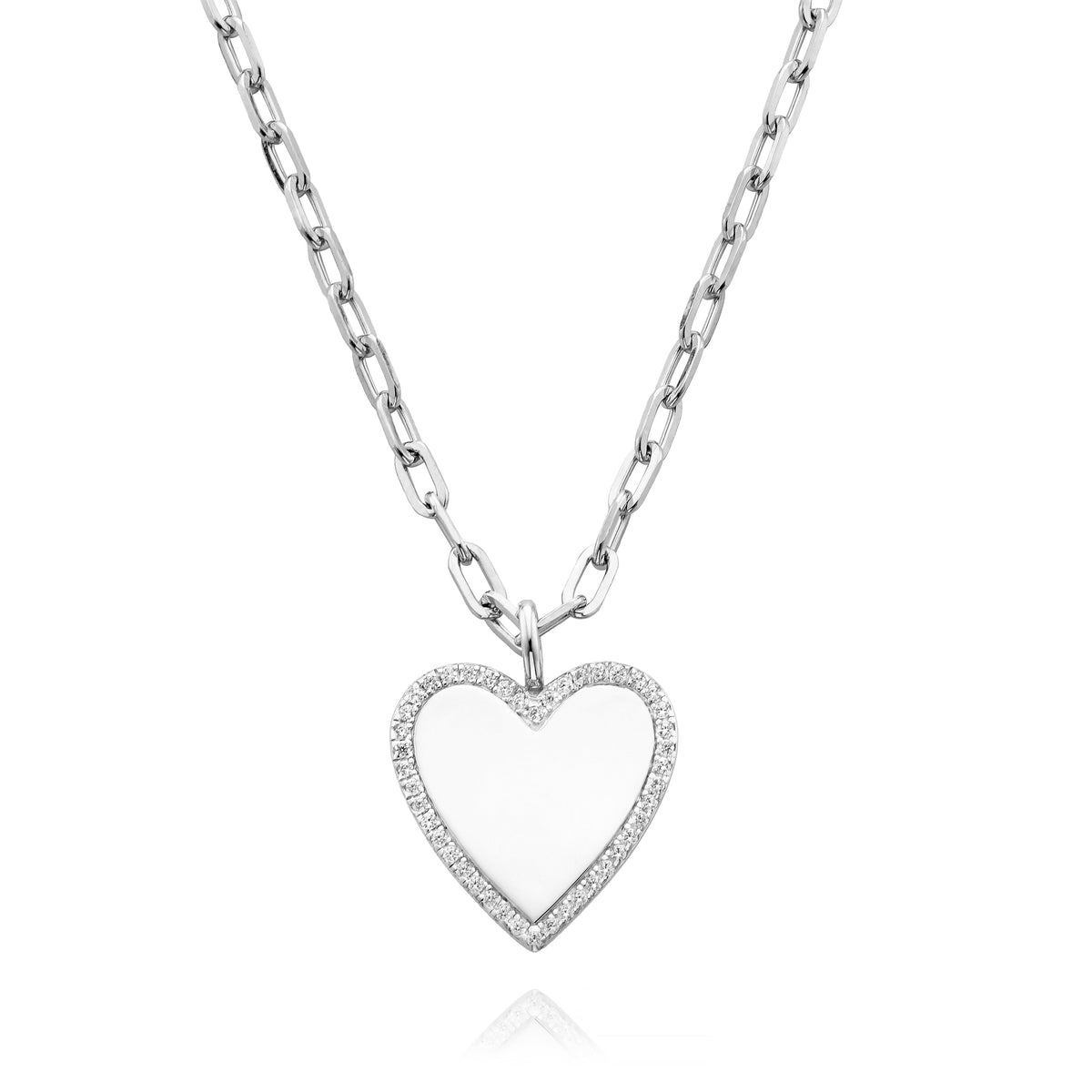 Large Heart Contour Pendant in White