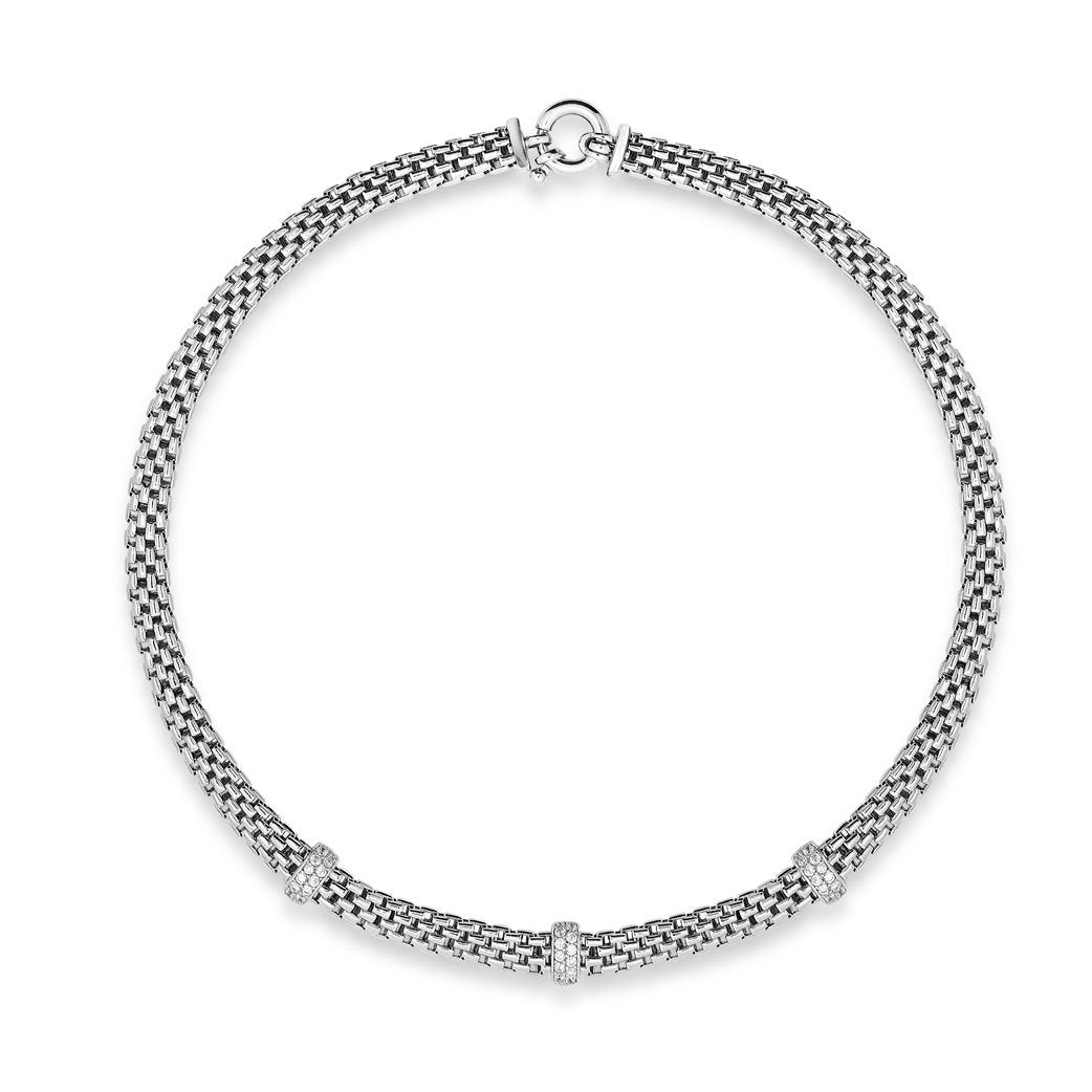 Flexible intertwined link necklace with 3 bar pave - Miss Mimi
