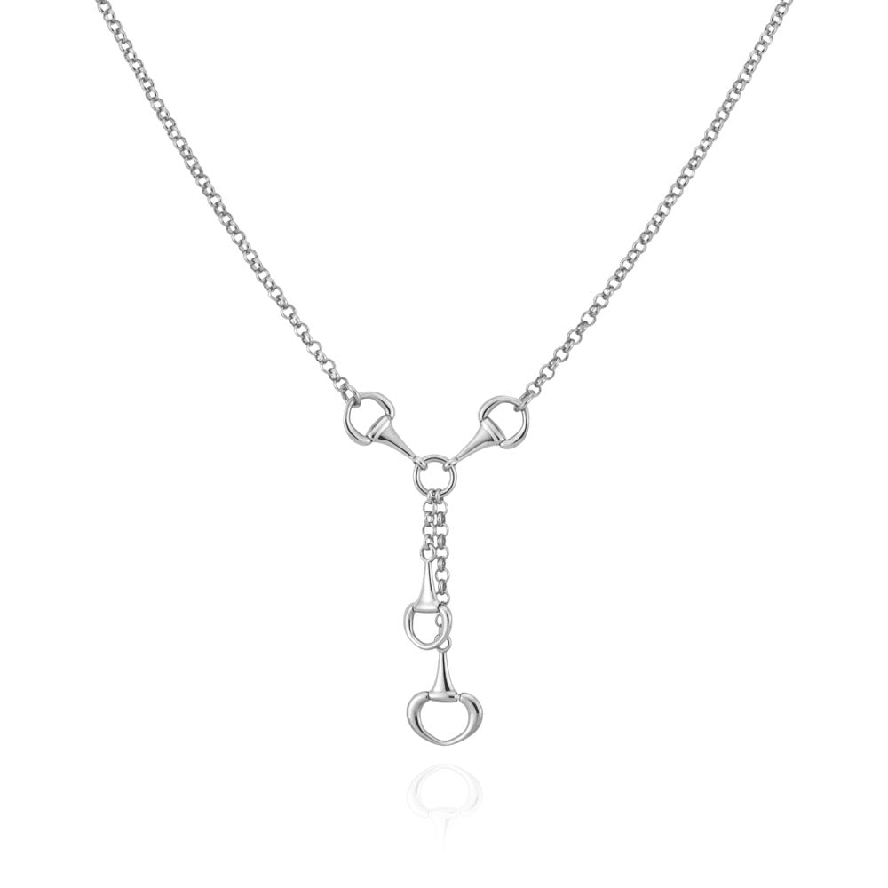 Equestrian Link Lariat Necklace in White