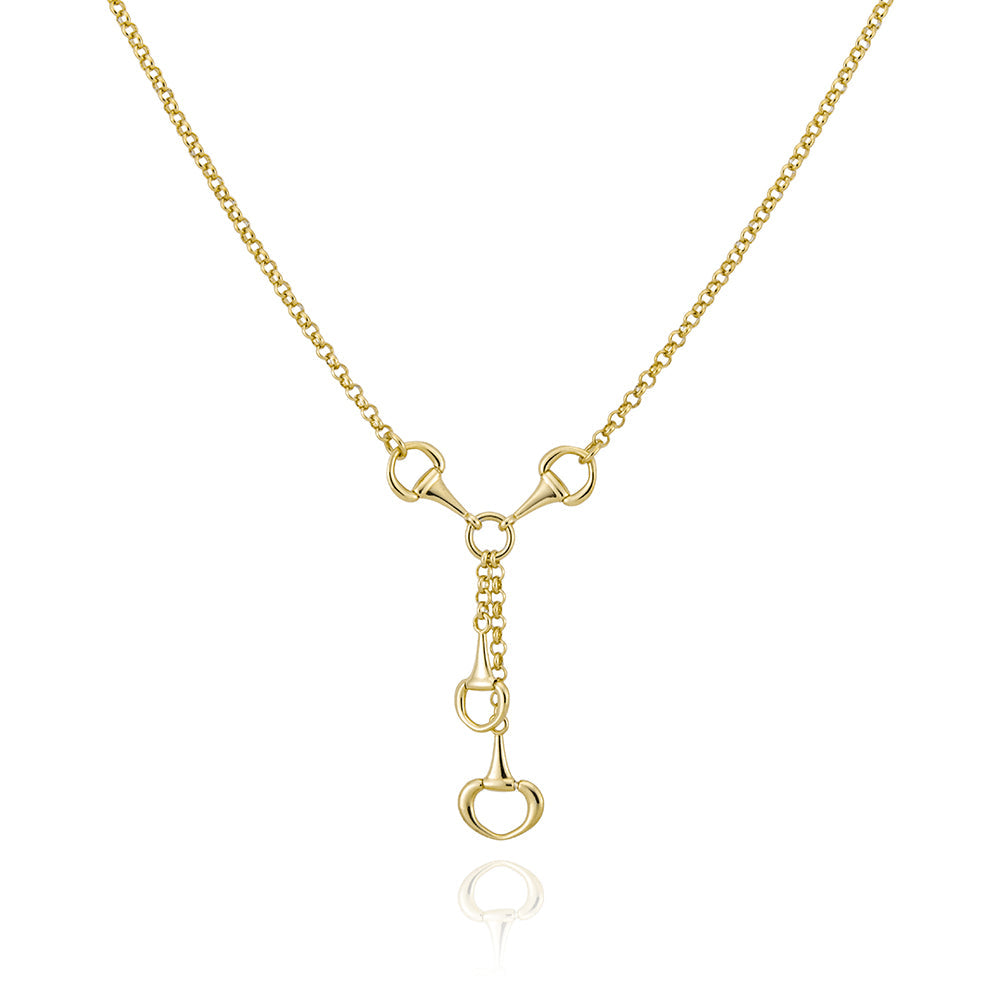 Equestrian Link Lariat Necklace in Yellow