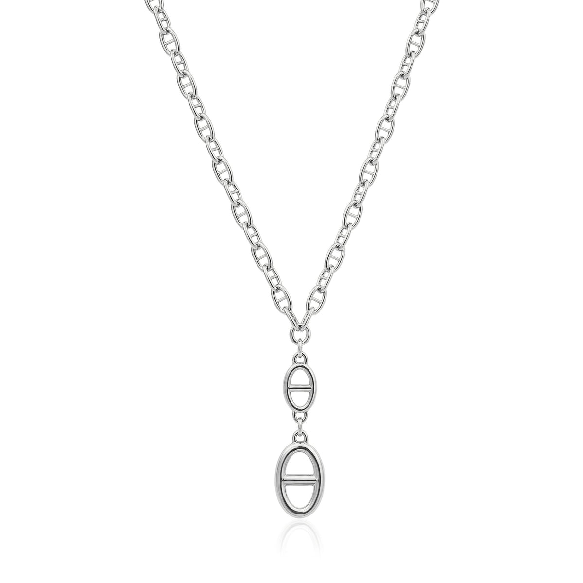 Lariat Oval Link Necklace in White