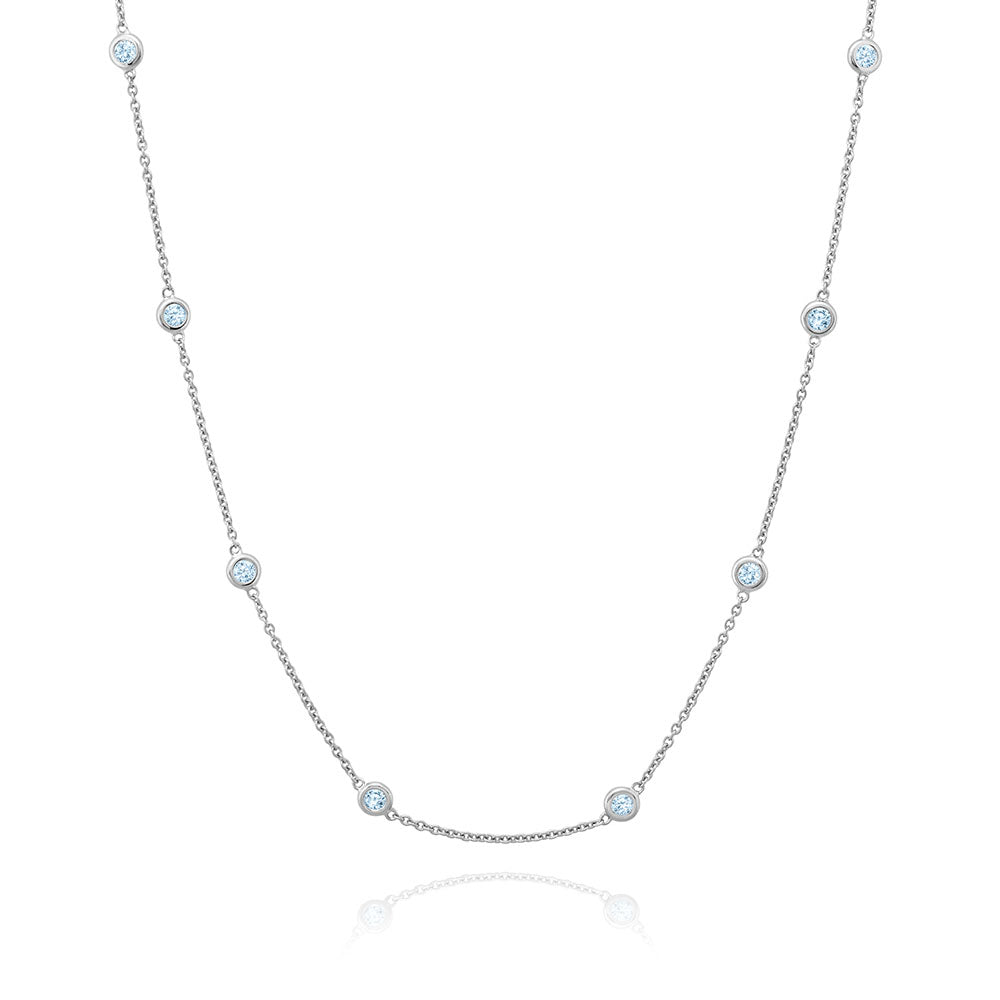 Diamond by the Yard Necklace in White, Baby Blue Stones