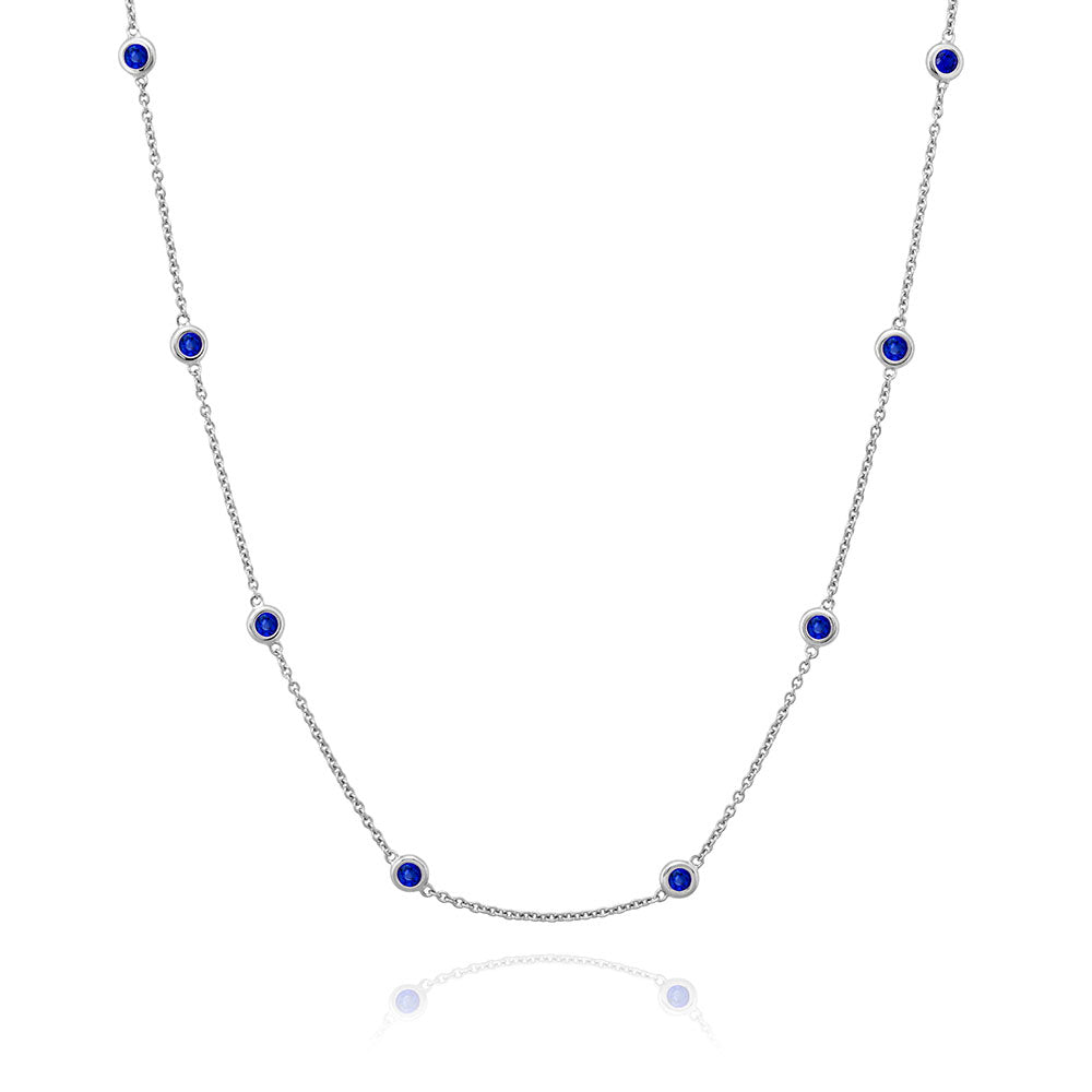 Diamond by the Yard Necklace in White, Blue Stones
