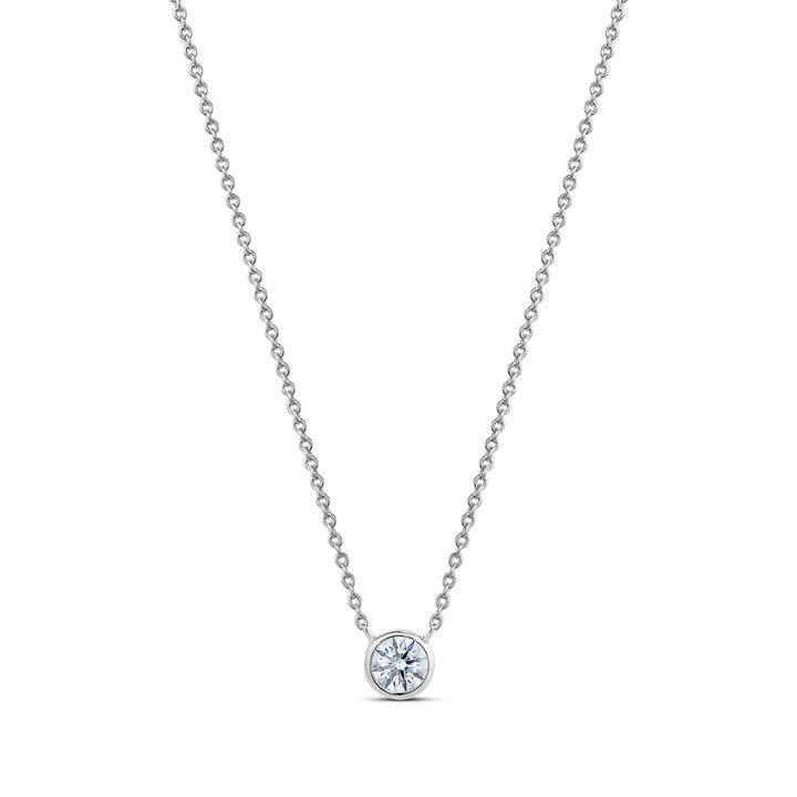 5mm Bezel Drop Necklace in White