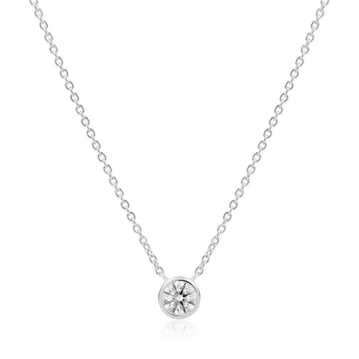 6mm Bezel Drop Necklace in White