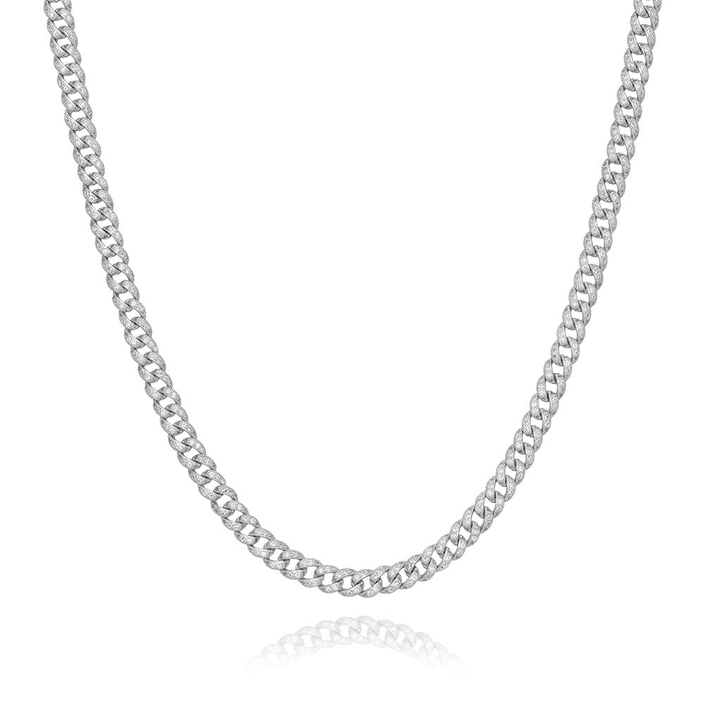 Fancy Cuban Link Necklace in White