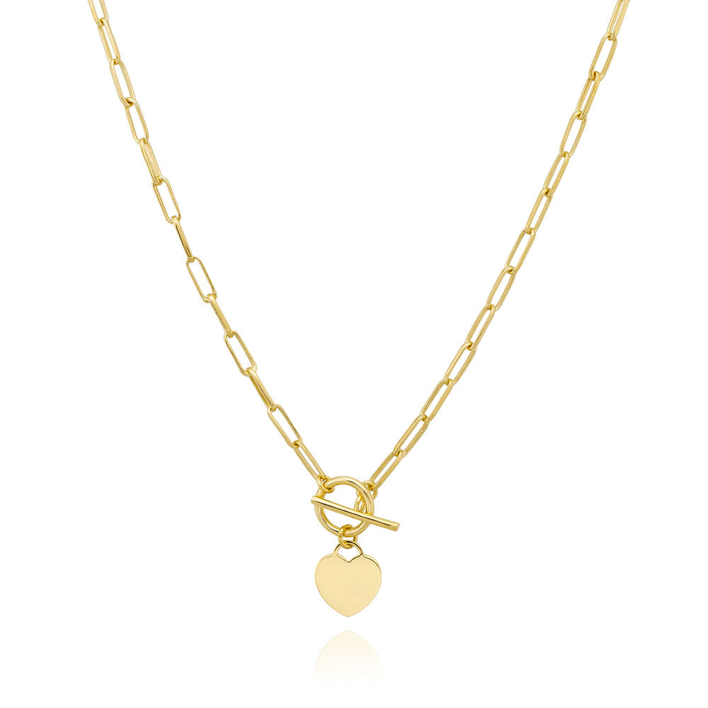 Thin Paperclip Heart Toggle Necklace in Yellow – Gem Bijou