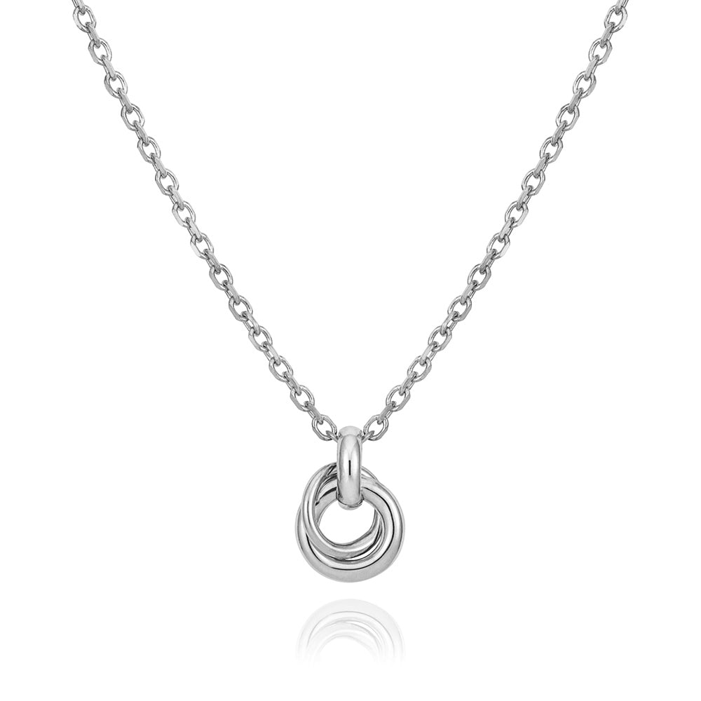 Small Double Circle Necklace in White