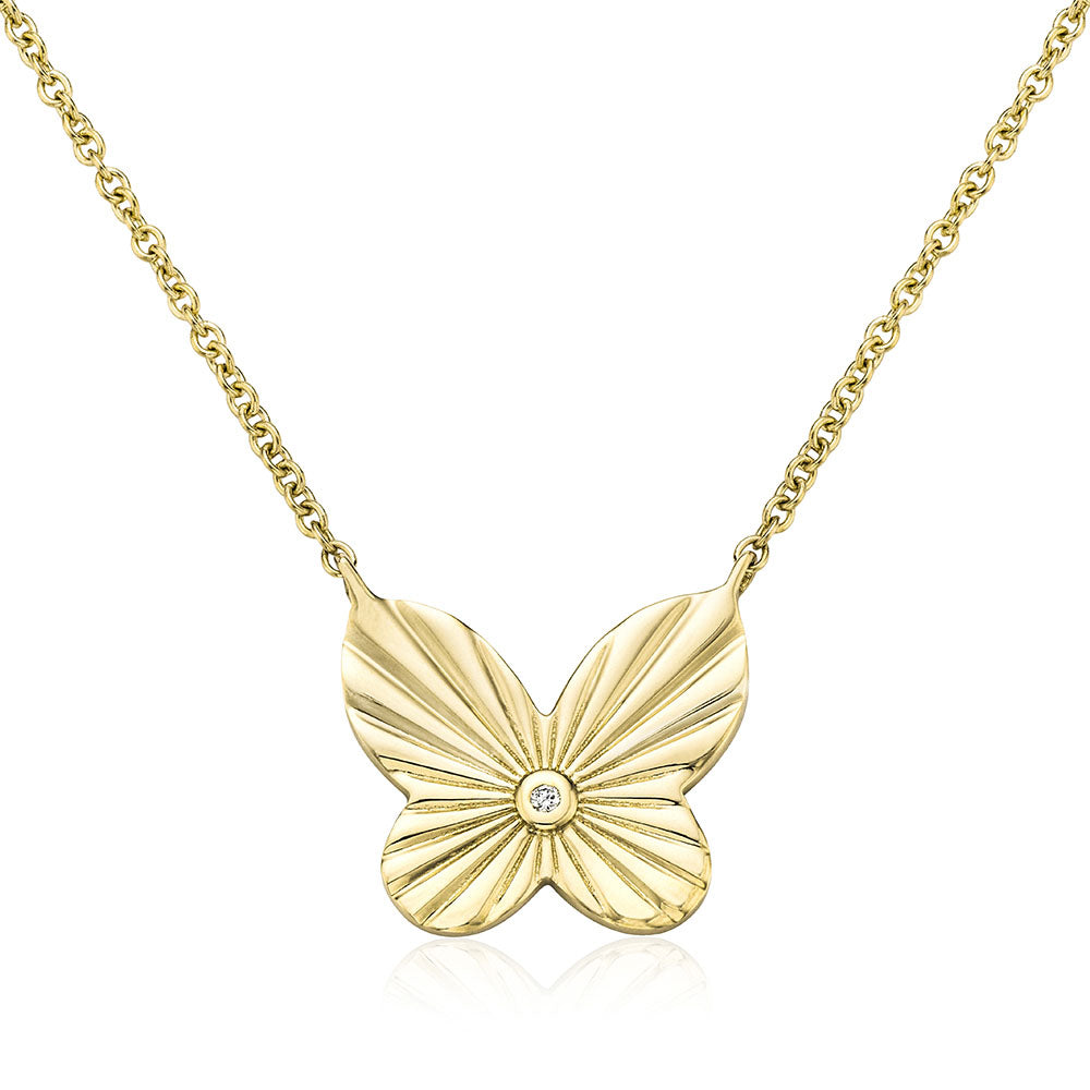 Miss Mimi Diamond Butterfly Necklace in Yellow