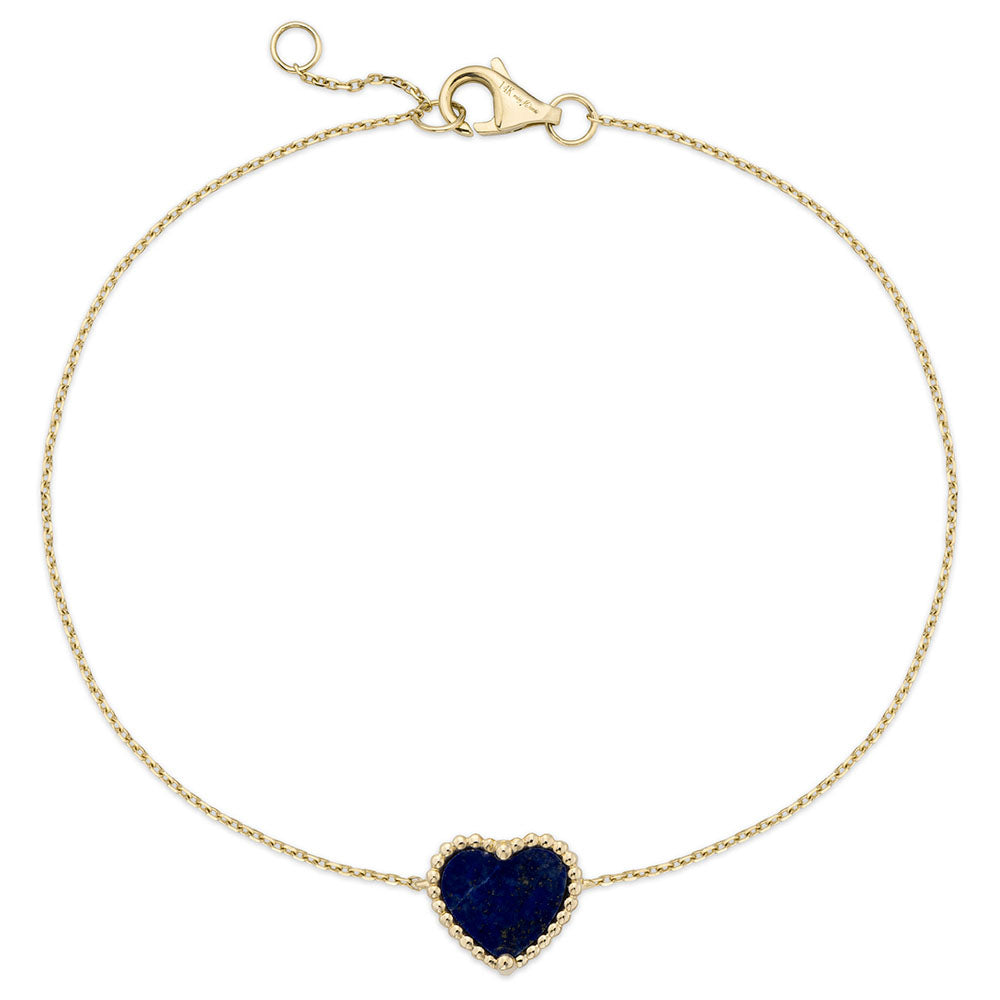 Miss Mimi Beaded Heart Lapis Bracelet in Yellow