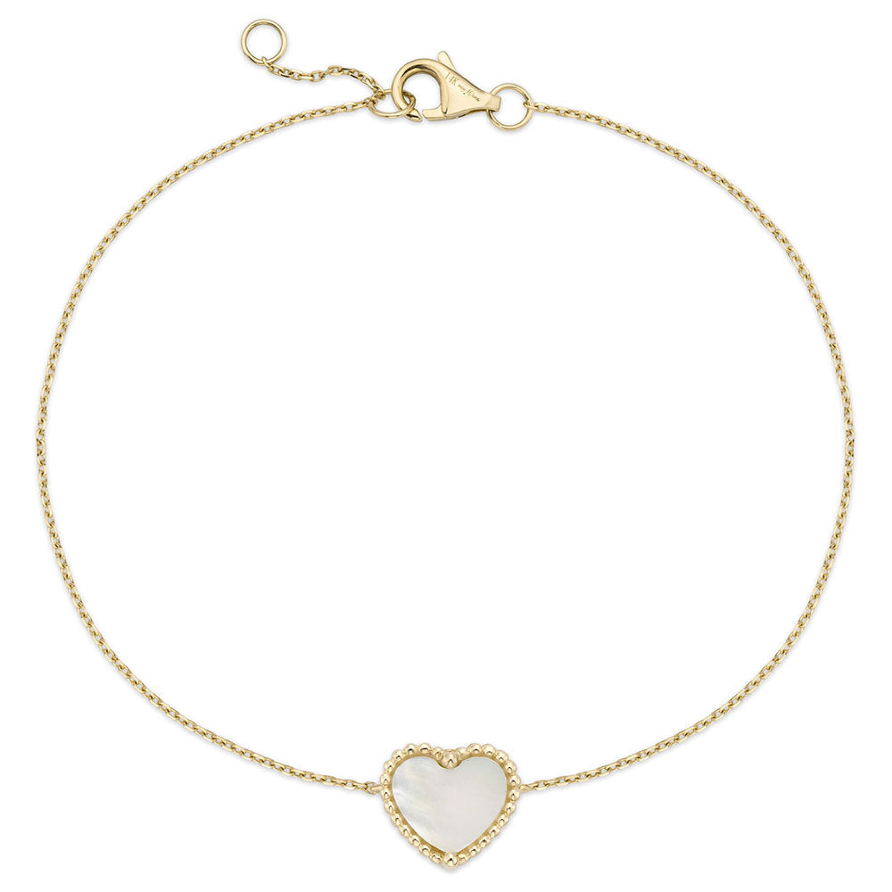 Miss Mimi Beaded Heart Mother of Pearl Bracelet in Yellow