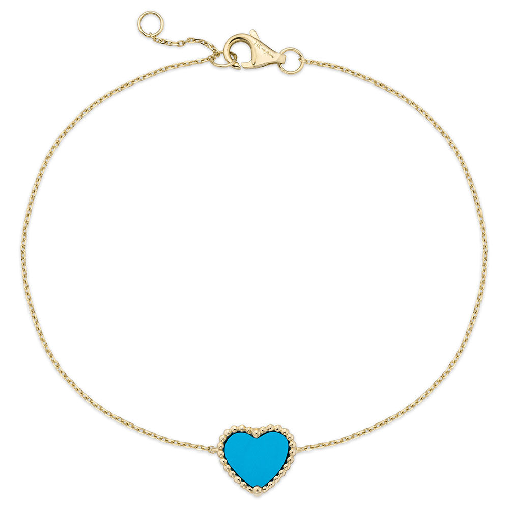 Miss Mimi Beaded Heart Turquoise Bracelet in Yellow