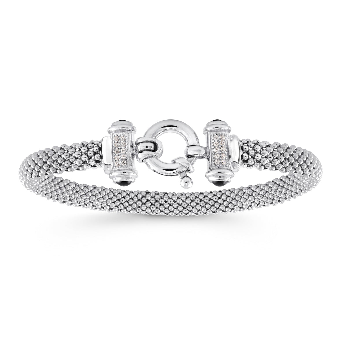 Mesh Bracelet With Round Buckle in White