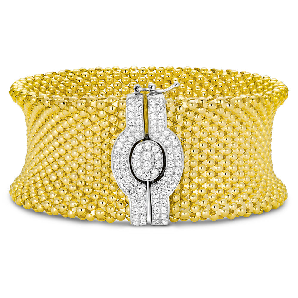 Mesh Reverse Cuff Bracelet in Yellow & White