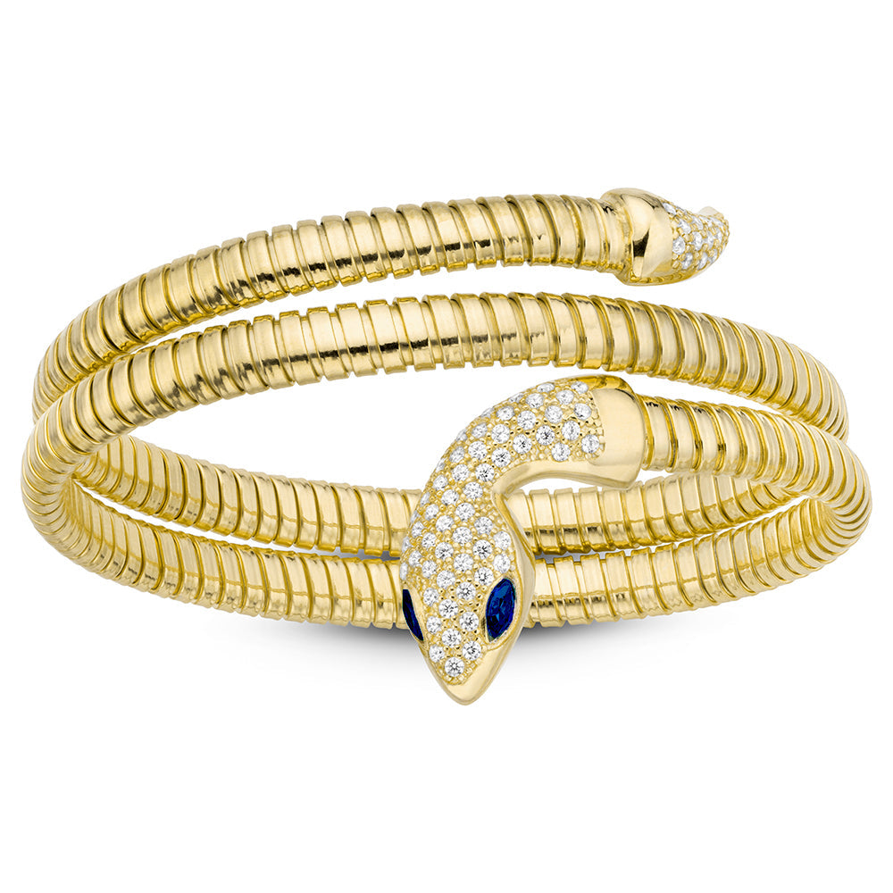Serpentine Double Wrap Bangle in Yellow, Blue Eyes