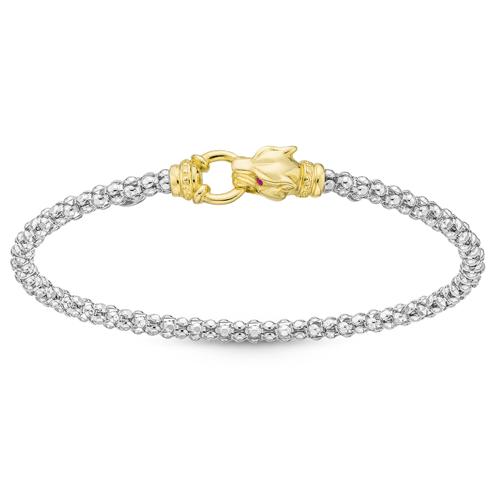 Classic Lionesse Bracelet in White & Yellow with Red Eyes