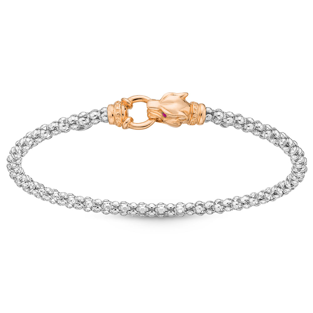 Classic Lionesse Bracelet in White & Rose with Red Eyes