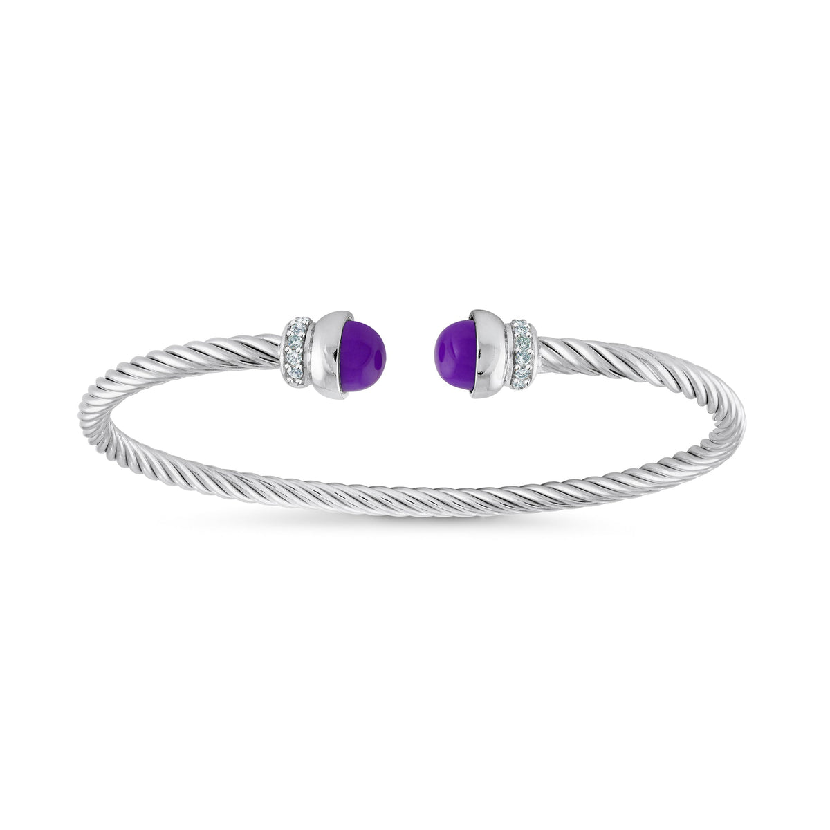 Amethyst Twist Cable Bangle in White