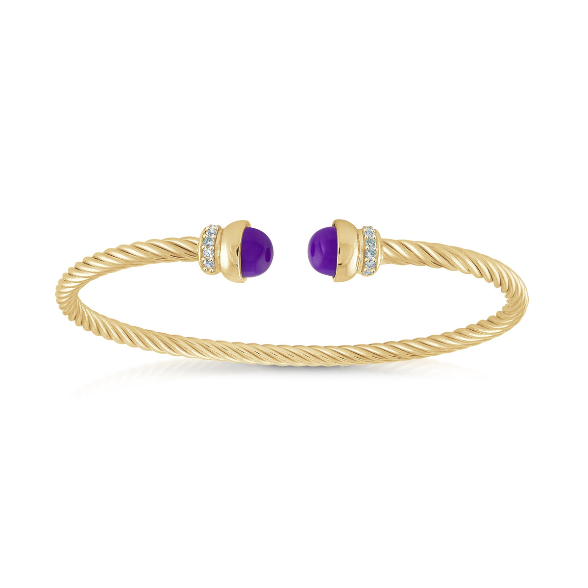 Amethyst Twist Cable Bangle in Yellow