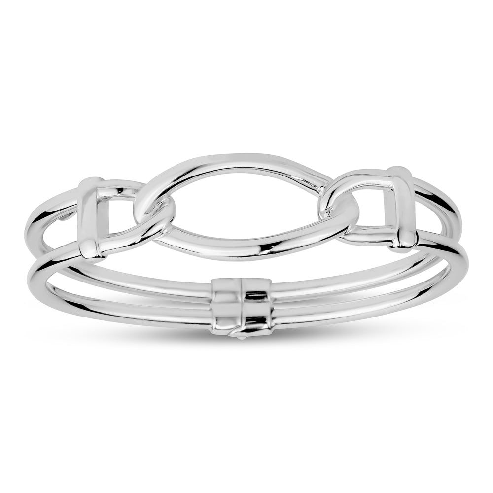 Oval Link Bangle in White